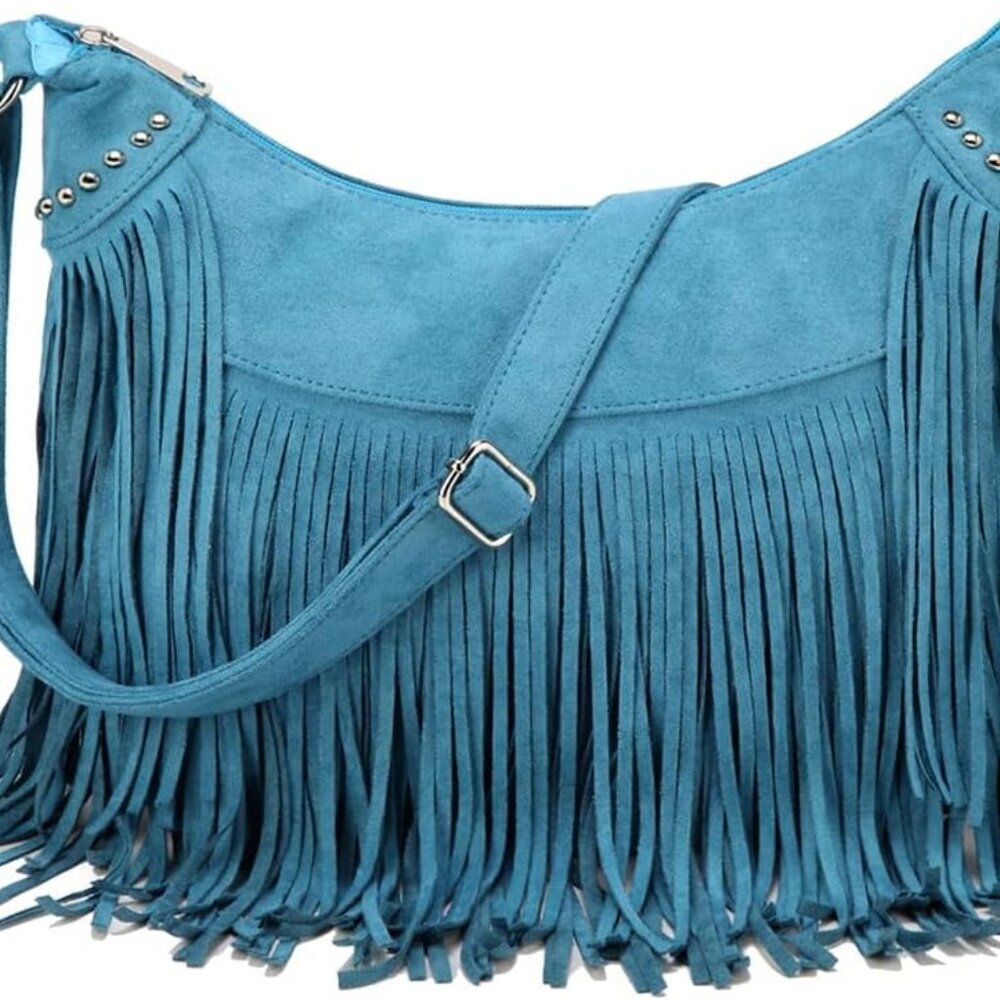 Fringe Hobo Bags for Women Vintage Suede Crossbody Bag Hippie Western Cowgirl Pu